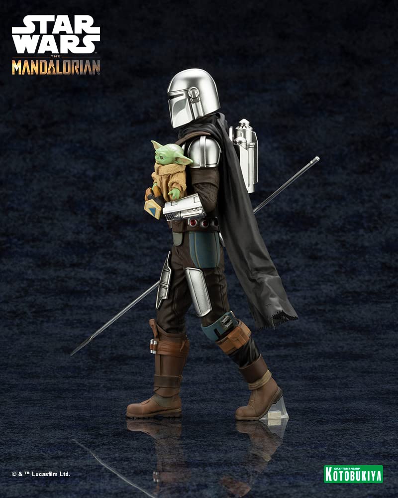 Mandalorian Grogu med Beskar Staff-skala PVC-malt enkel monteringsfigur ARTFX+ & 1/10