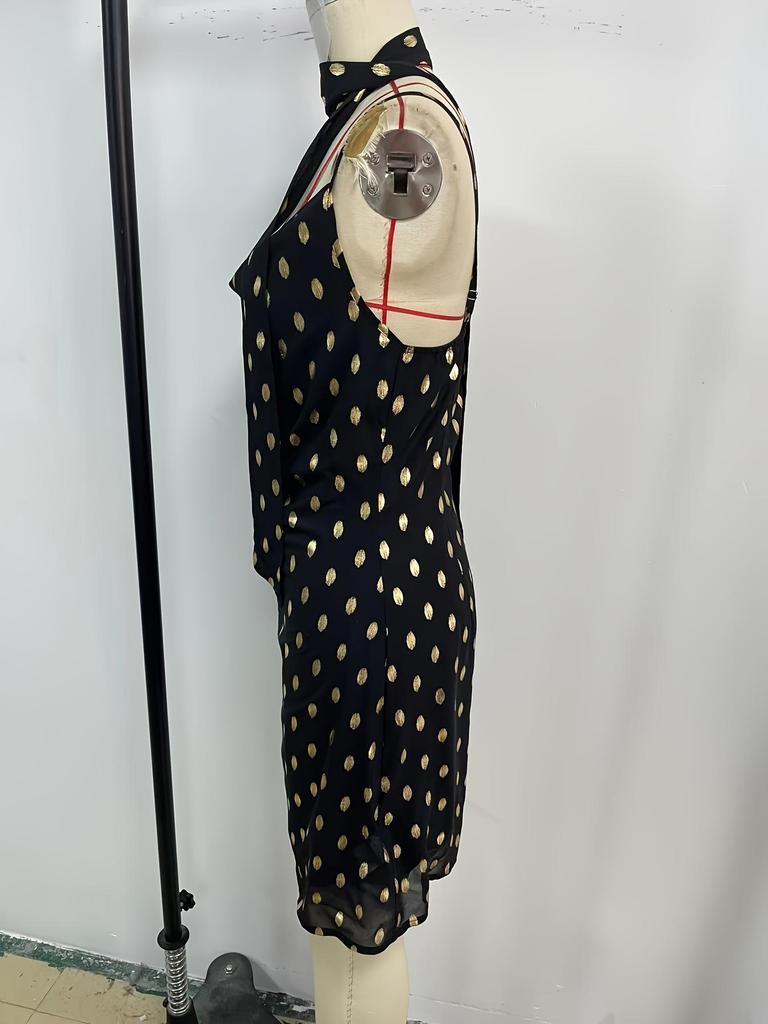 European Spicy Girl Black Polka Dot Halter Dress - Open Back, A-Line Short Summer 2026 Edition.