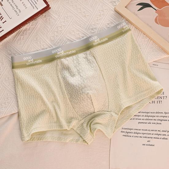 Herren-Boxershorts, mittelhoher Bund, elastischer Bund, Buchstabendruck, U-konvexe Shorts, atmungsaktiv, glatte Linien