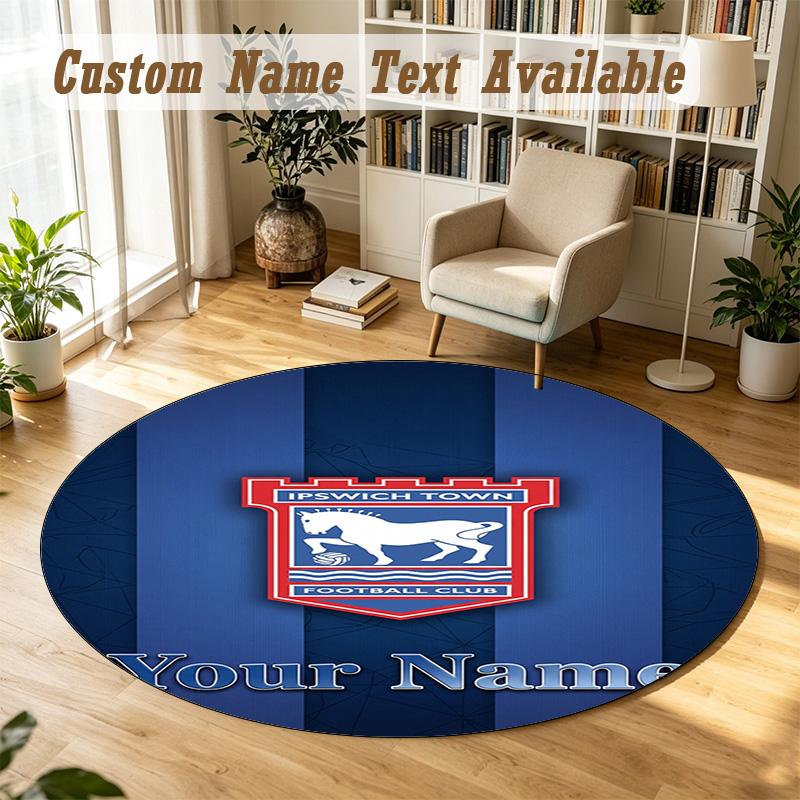Round Rug Custom NameIpswich Town Pattern Non Slip Carpet Home Floor Decor