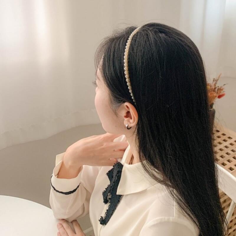 Basic one-row pearl hair band headband