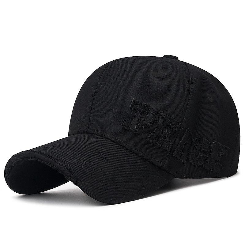 Korean Style Ripped Edge Baseball Cap with Patch Letters - Versatile Duckbill Hat for Women