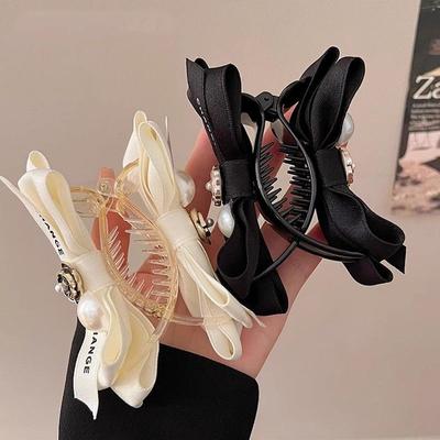 1 peça Retro requintado laço camélia francesa de luxo leve grampo de cabelo, cabeça de coque, presilha de garra, presilha feminina para rabo de cavalo, cabelo arrumado