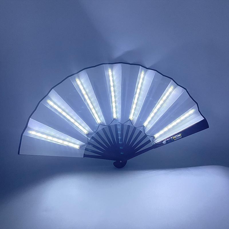 Rose Lace Edge LED Folding Fan - Wedding Gift & Dance Prop