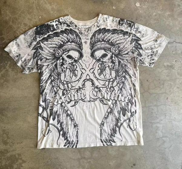 Cross-border new gothic unisex T-shirt top, short-sleeve T-shirt, Y2K trendy brand skull top, short-sleeve