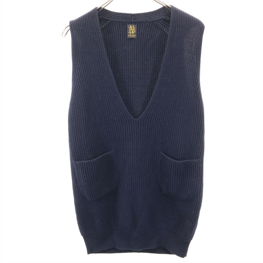 BATONER Made In Japan V Neck Knit Vest 1 Navy Women Used