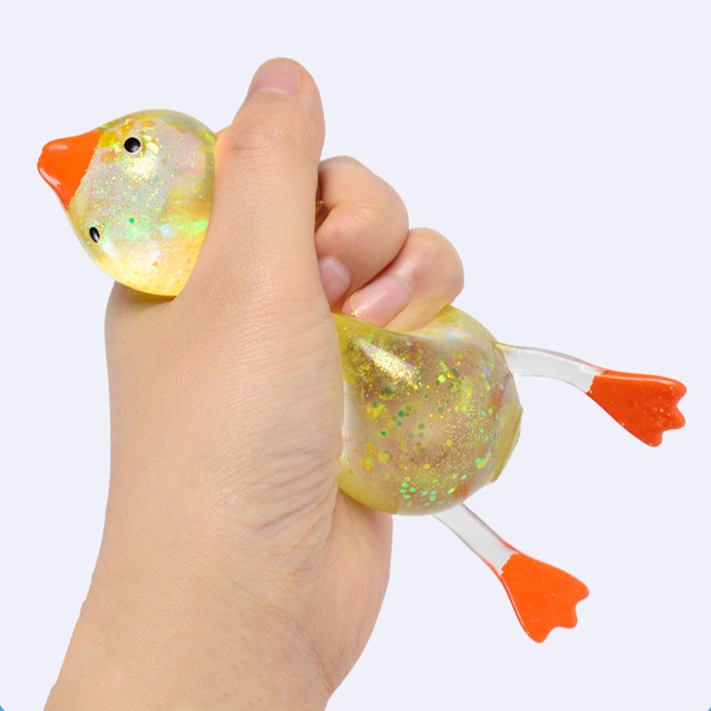 Stress Relief Squeeze,Squishy Glitter Ducks,Kids Squishy Fidget Toy,Animal Stress Balls,Bulk Party Favors Easter Basket Stuffers