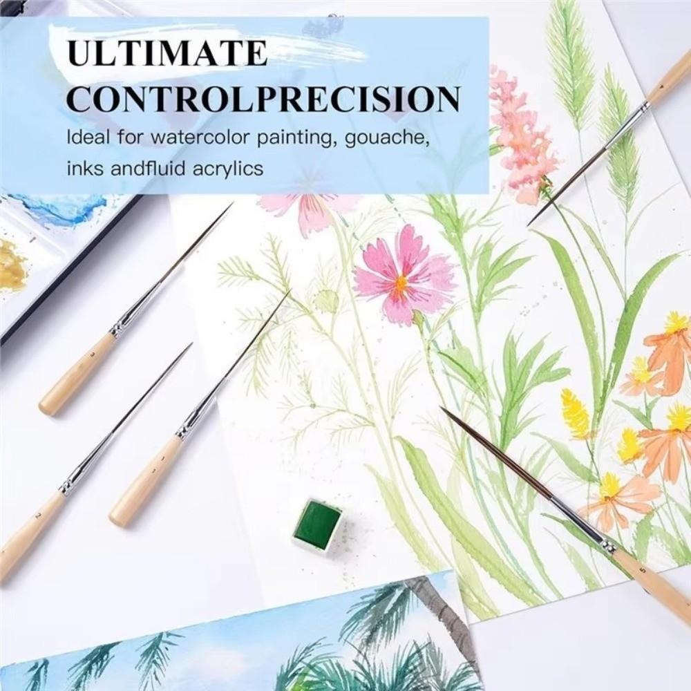 5Pcs Soft Elastic Bristles Painting Brush Set Wood  Handle Watercolor Drawing Brushes  Marking