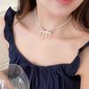 Unique Bowknot Pendant Necklace Fashion Beaded Necklace Elegant Necklace Alloy Texture Suitable for Daily Party Wear