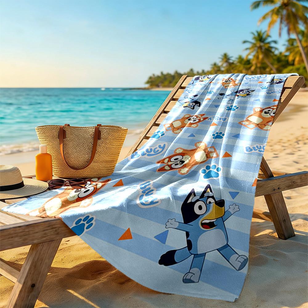 Bluey Beach Towel Quick-Dry Soft Microfiber Comfortable Lightweight