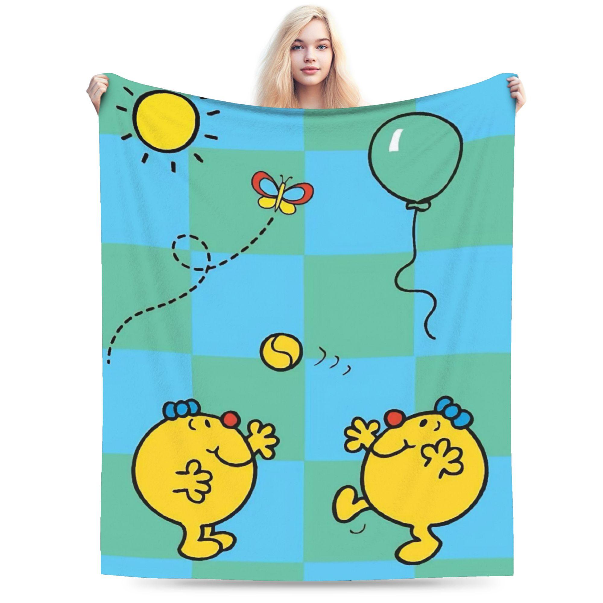 

Mr. Men Little Miss Flannel Blanket Autumn Super Warm Throw Blanket for Boy Girl Living Room Pattern Bedspread Sofa Bed Cover 75x90cm