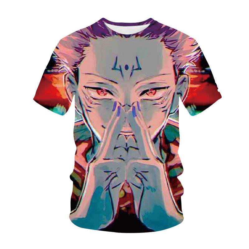 Jujutsu Kaisen Summer Men's Retro Temperament T-Shirt Simple Printed Ryomen Sukuna Short Sleeve T Shirts Outdoor Fitness Breathable T Shirt Tops
