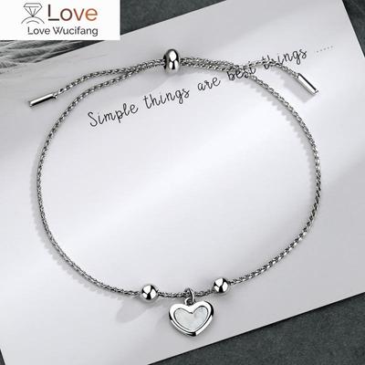 Pulsera de Corazón de Plata de Ley 925 Pulsera con Abalorios en Forma de Pulsera y Brazalete Para Mujer Pulseras Bijoux Pulseras a Juego Joyería de Plata 925