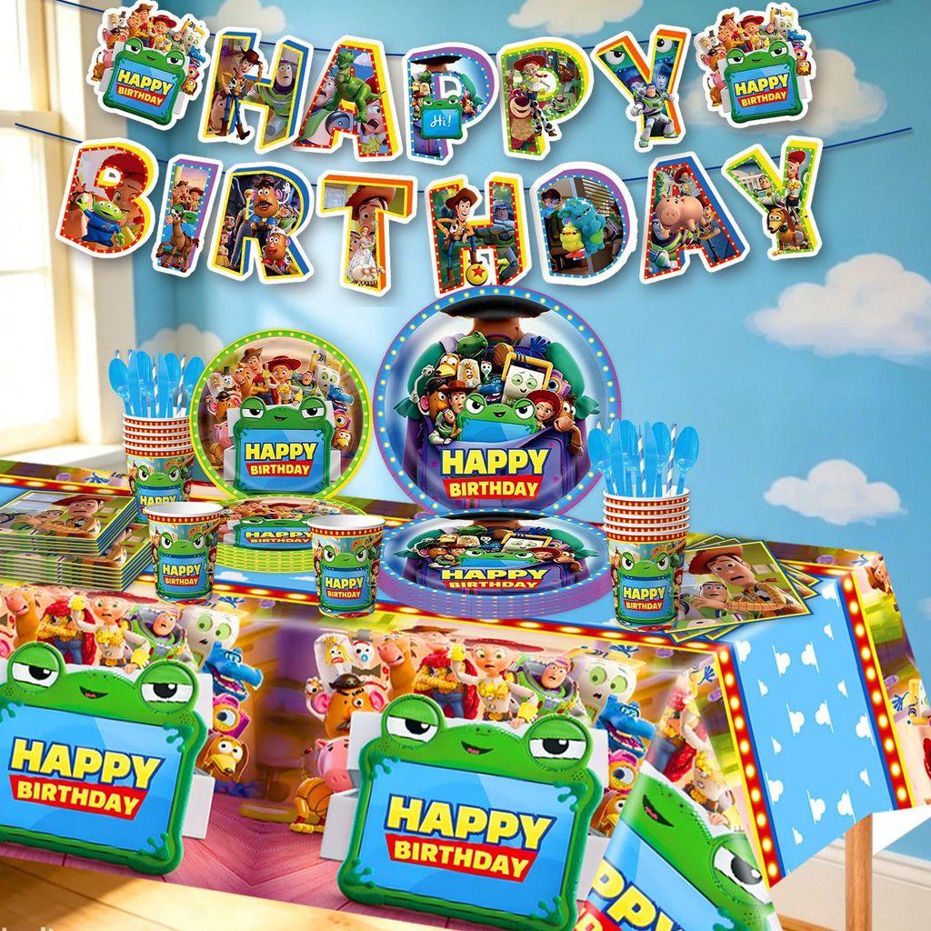 Conjunto de Artigos de Festa Toy Story Com Pratos de Papel e Faixa Para Celebração de Aniversário de Crianças