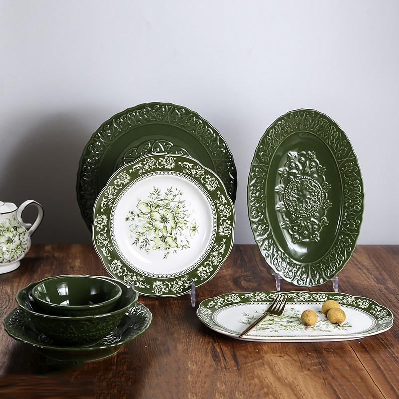 Nordic Style Purple Ceramic Tableware Set: Retro French Bowls, Plates & Dishes - Perfect Housewarming Gift
