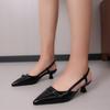 Fashion Women's Baotou Sandals Spring New Pointed Head Shallow Mouth Metal Buckle A Word with Anti-slip Wear-resistant High Heels