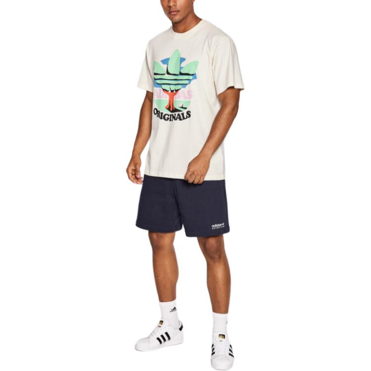 Adidas Originals Trefoil FW22 Solid Logo Print Elastic Waist Shorts Men Shorts Navy HK4998