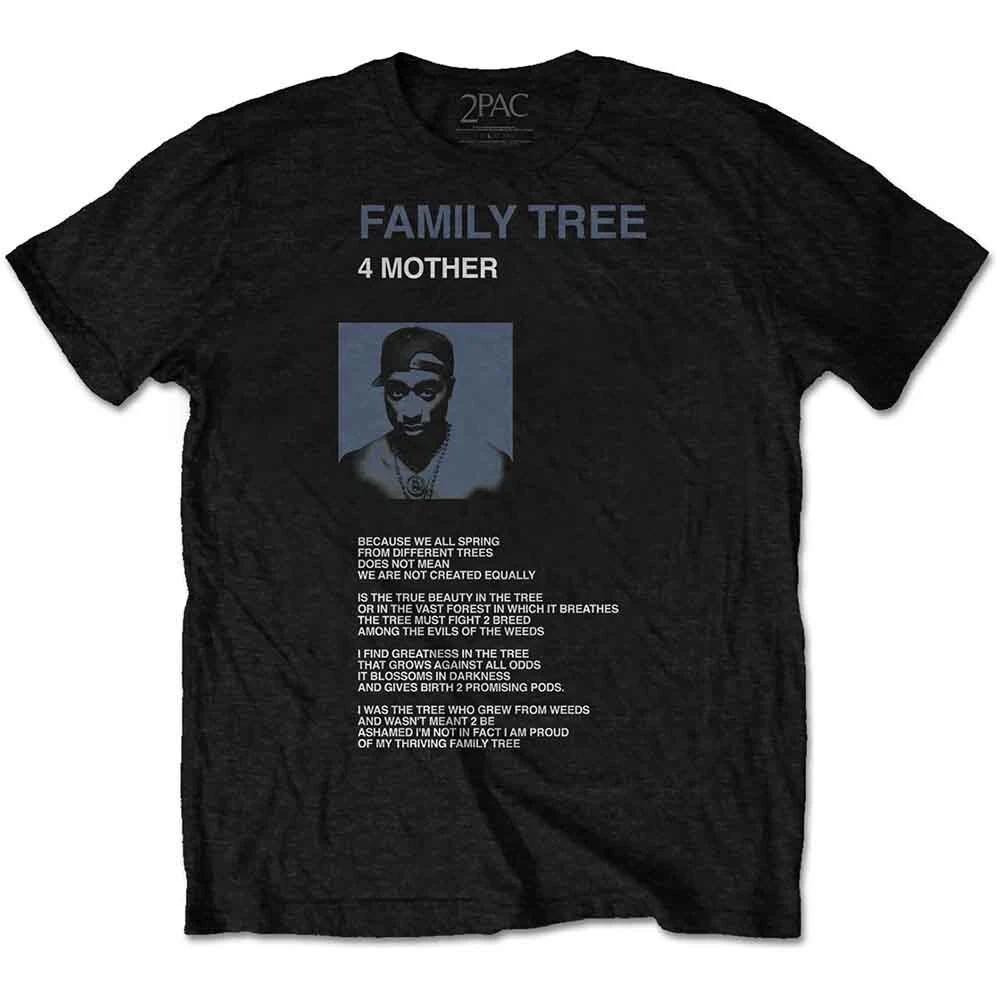 2pac Tupac T Shirt Family Tree 4 Mother Logo Official Mens Black M S
