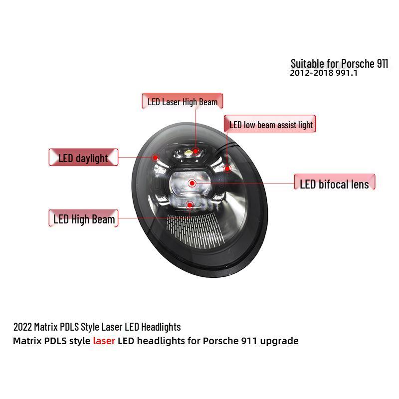 Porsche 911 (12-18) Headlight Assembly: 991 to 992 Matrix LED with Laser Daytime Running Lights