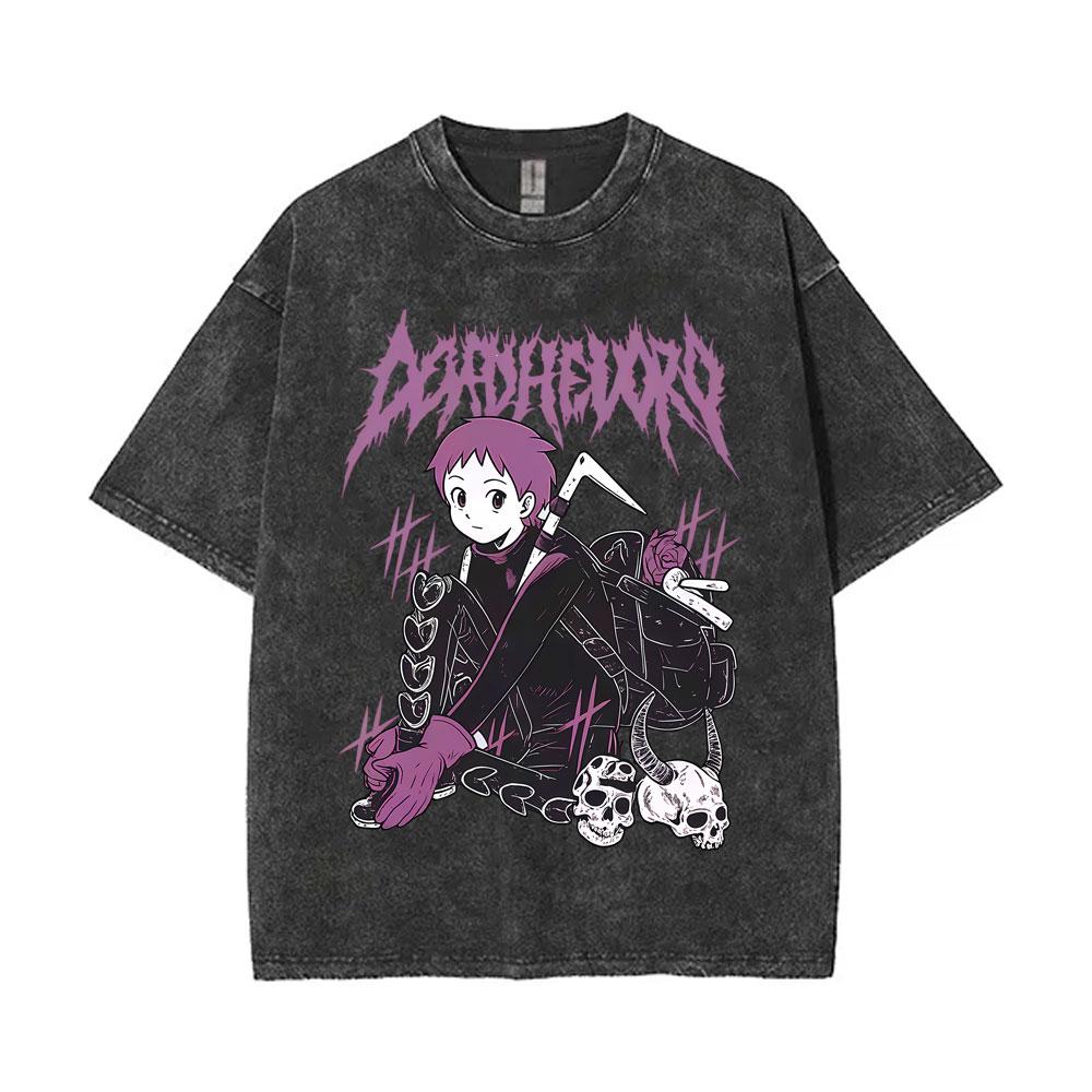 Anime Dorohedoro Nikaido Kaiman Maglietta Vintage Lavata Uomo Donna Abbigliamento Gotico Horror Maglietta in Cotone Maschile Oversize Streetwear
