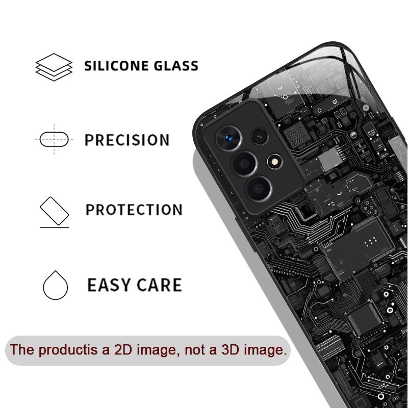 Creative Mechanical Circuit Board Pattern Glass Phone Case for Samsung Galaxy S25 Ultra S24 S23 Plus S22 S21 S20 FE A56 5G Cover