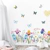 1Pc Watercolour Flower Butterflies Wall Stickers Children's Room Decor Home Essentials Bedroom Decoration Living Room Wall Decal