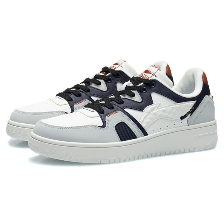 New LiNing Non slip Wear resistant Shock Absorption Low Top Skateboard Shoes White Black AGCR317-2