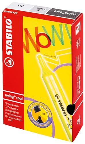 Stabilo Swing Cool Textmarker Wasserbasiert Keilspitze 1-4mm Strich Gelb Ref. 265/24 [10er-Pack] Textmarker (Parallelimport)