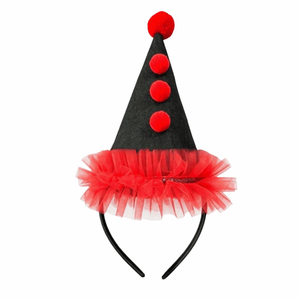 Dot Grid Clown Headwear Ruffle Funny Headwear Halloween Joker Headband Carnival Dress Up