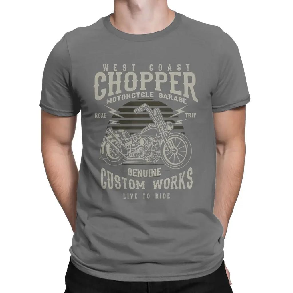 Chopper Custom Motor Motorcycle Men T Shirt Fun Tee Shirt Short Sleeve Crewneck T-Shirt  Summer Clothing Tees