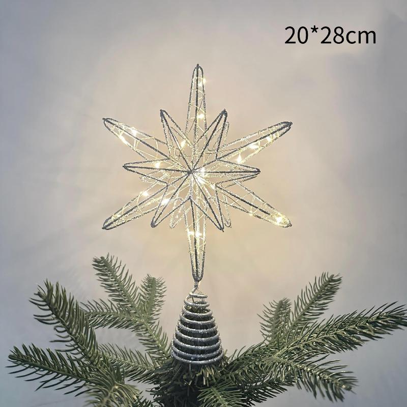 1Pcs Christmas Home Party Decoration Christmas Tree Toppers Star With Led String Lights Ornaments For Festival Party New Year