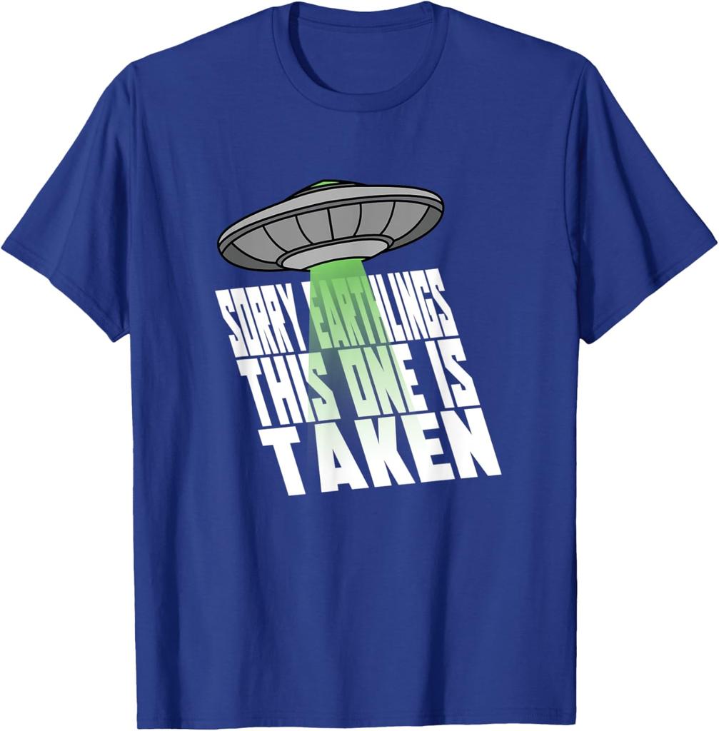 Alien Abduction Sorry Earthlings This One Is Taken Graphic Tee Casual Cotton T-Shirt for Men