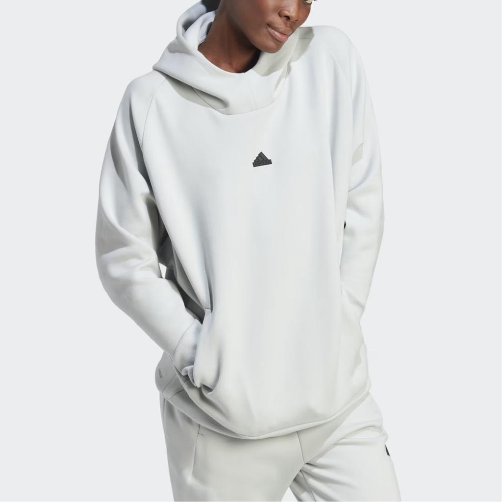 Adidas SS24 True Healing Series Z.N.E. Overhead Hoodie Solid Logo Loose Fit Hooded Sweatshirt Women Hoodies Light-Blue Gray IN5124