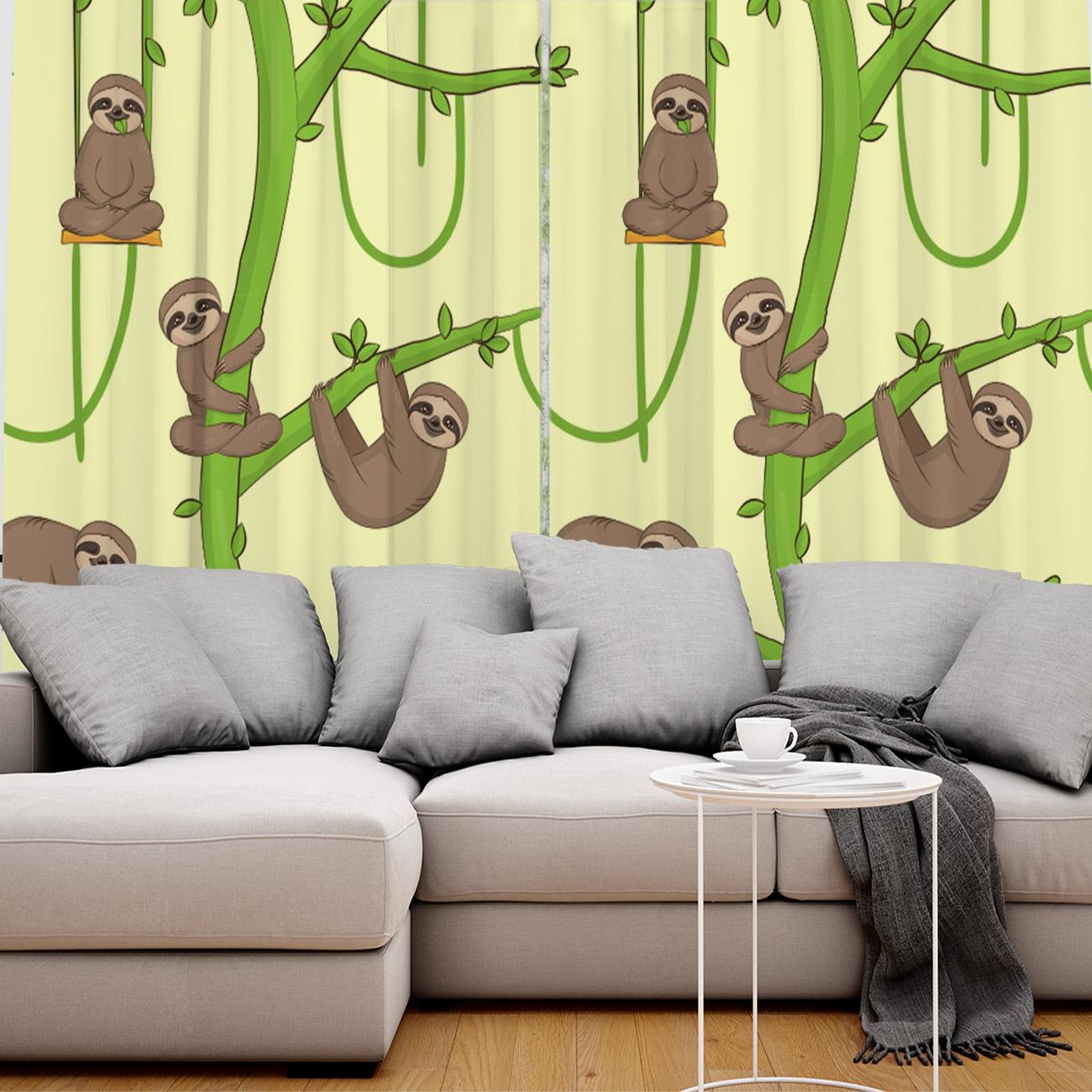 Тонкий лори Ленивец Животные Оконные Шторы Шторы для Гостиной Декоративные Элементы — фото 5