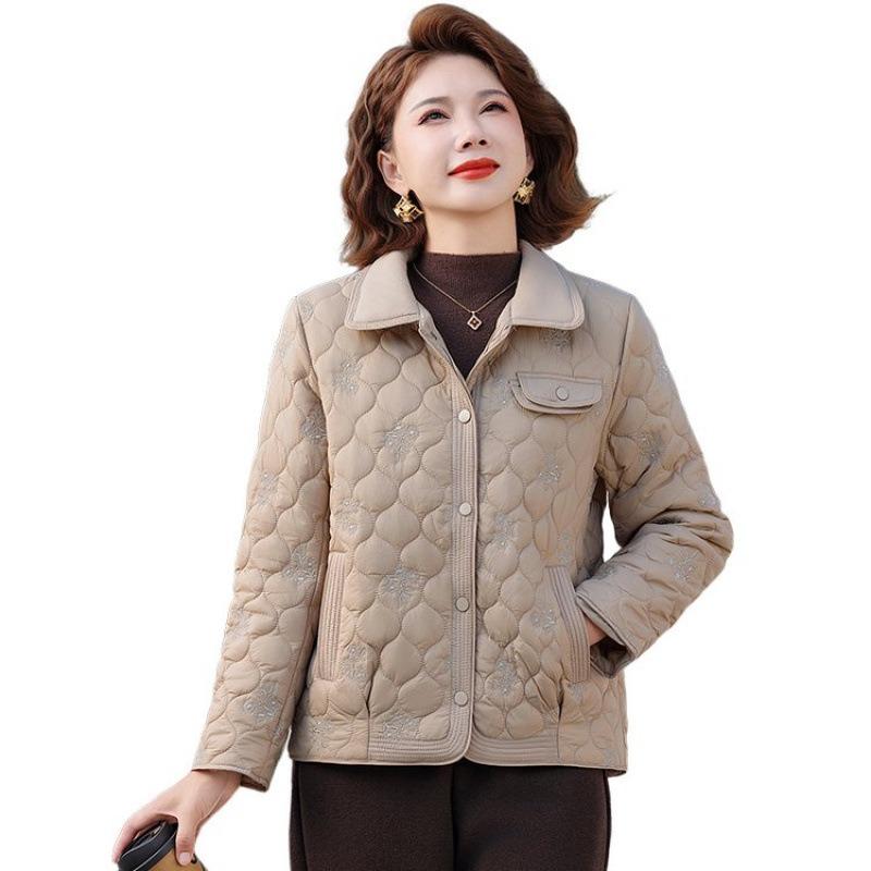 Autumn Lapel Rhombus Cotton Clothes Mother's New Women's Padded Jacket