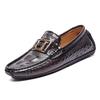 Live broadcast first-layer cowhide crocodile pattern Doudou shoes large size lazy driving shoes British casual shoes genuine leather cowhide