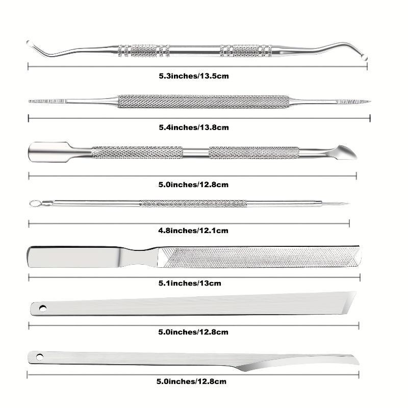 3/10Pcs Stainless Steel 7 Piece Pedicure Manicure Tool Kit Non Slip Handle Storage Case For Home Salon Nail Care
