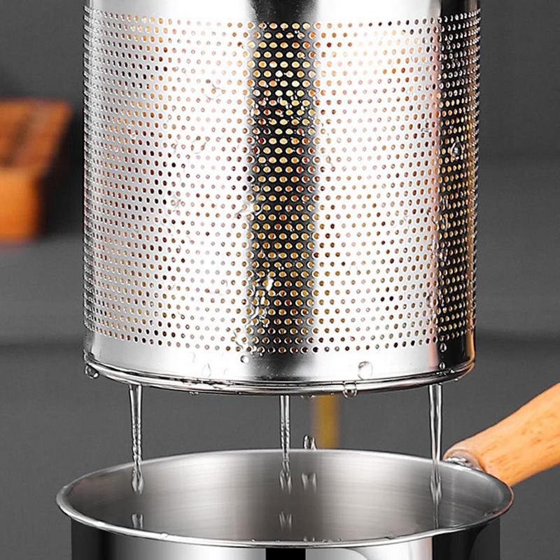 2 In 1 Oil Strainer Pot Stainless Steel Deep Fryer With Basket For Home Use Large Capacity Oil Filter Pot Deep Fat Fryer Pot