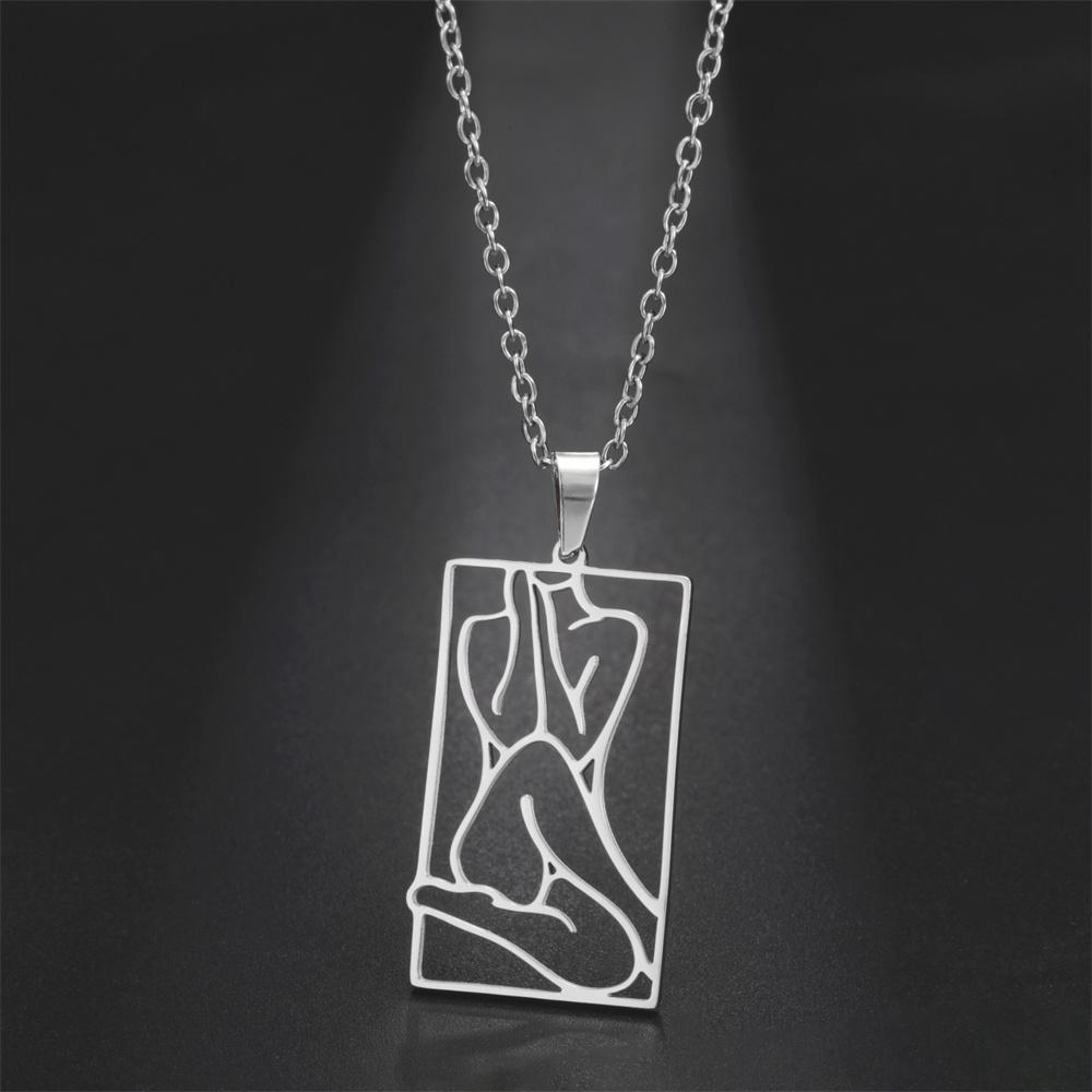 My Shape Shapely Beauty Women Necklaces Charming Pictorial Girl Pendants Pendants Neck Chain Stainless Steel Fashion Jewelry