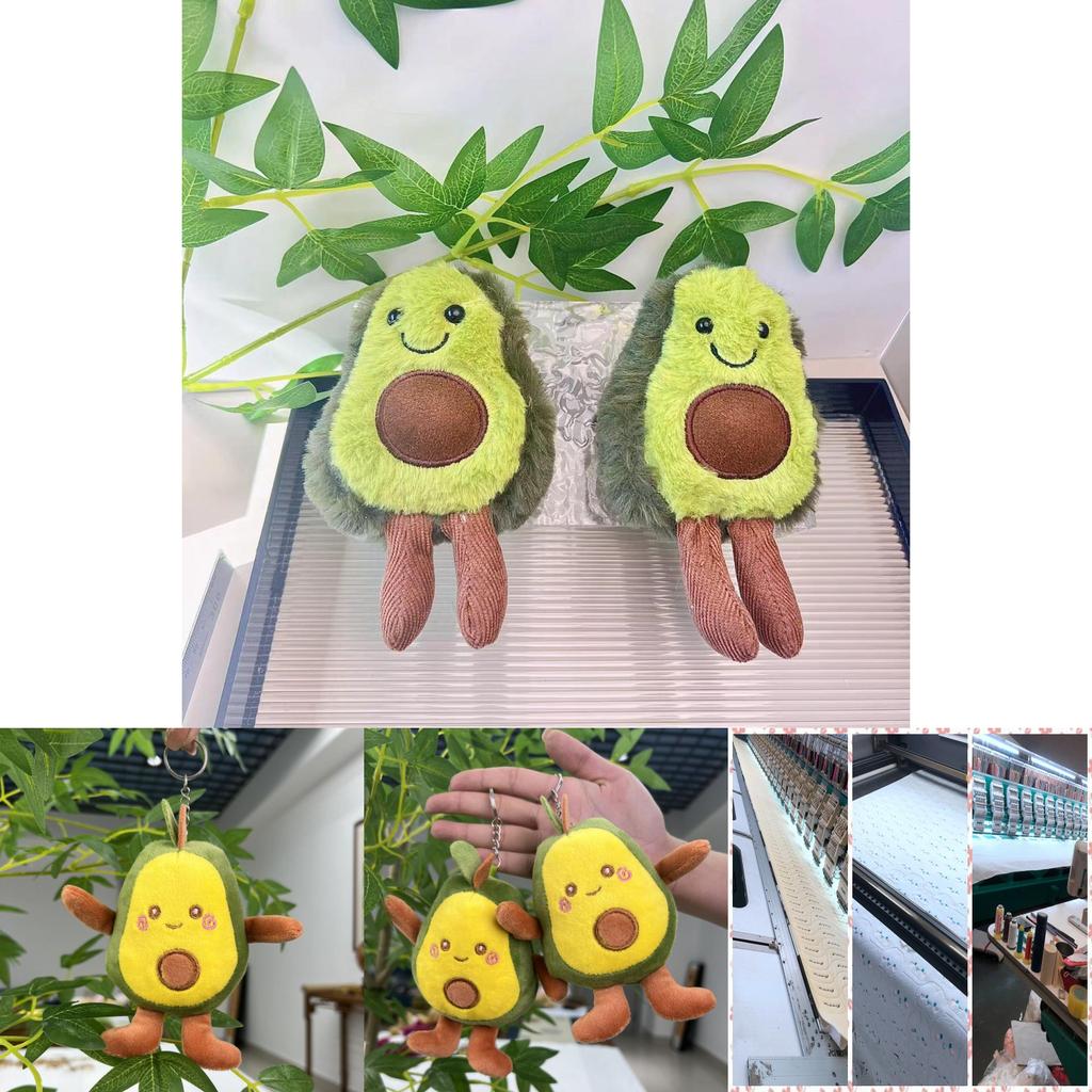 Cute Avocado Plush Doll Keychain Soft Toy With Silver And Gold Chains Ideal For Gifts