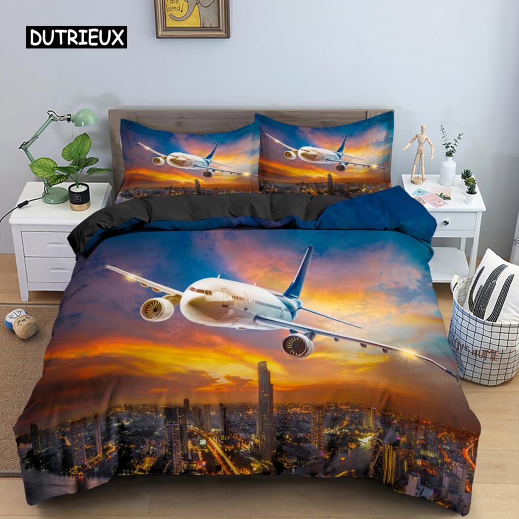 3D Airplane Printed Bedding Set Kids Adult 2/3pcs Duvet Cover with Pillowcase Comforter Bedding Quilt Cover Luxury Bedding Set