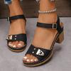 New Casual One-button High-heeled Sandals with Large Thick-heeled Shoes