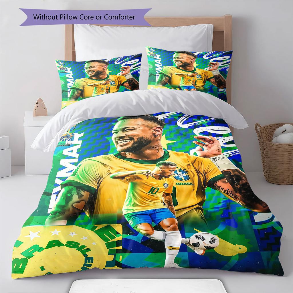 Neymar Pattern Bedding,Quilt Set Quilt Cover Pillowcase Home Birthday Gift(1 * duvet cover + 2 * pillowcase, without core)