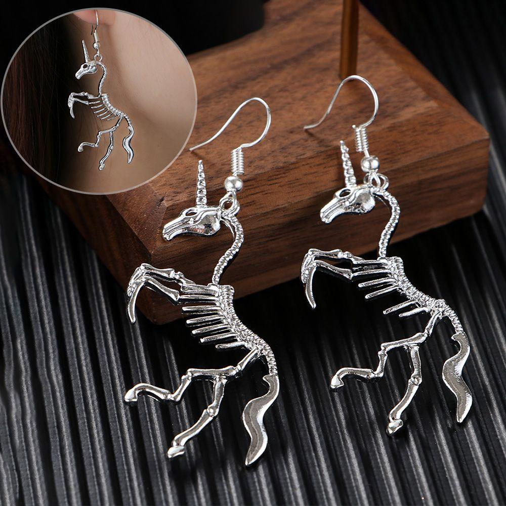 New Wedding Party Lady Women Gift Skeleton Drop Earrings Horse Pendant Novel Dangle Earrings