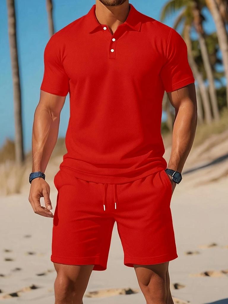 Premium Loose-Fit Versatile Short-Sleeve Polo Shirt and Shorts Summer Set