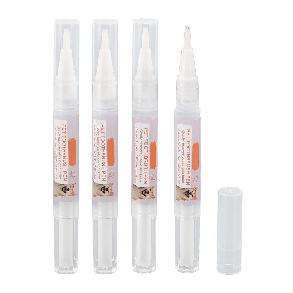 3ml 4pcs Pet Toothbrush Pen Dog Teeth Cleaning Pen Tartar Plaque Cleaning Bad Breath and Odor Removing Teeth Cleaning