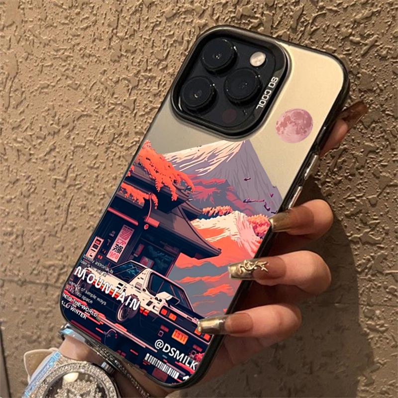 Fashion Car Snow Mountain Electroplate IMD Phone Case For  Mi 14 13 12 12T 13T Pro 11 Lite Poco F5 X5 X6 M6 Pro Hard Cover