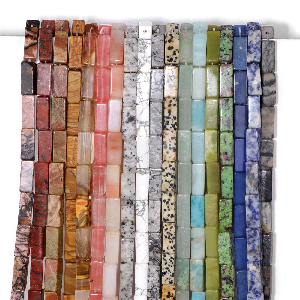 8X20MM Natural Square Tube Stone Beads Amazonite Aventurine Howlite Dalmation Gem Beads Charm For Jewelry Making Artistic works