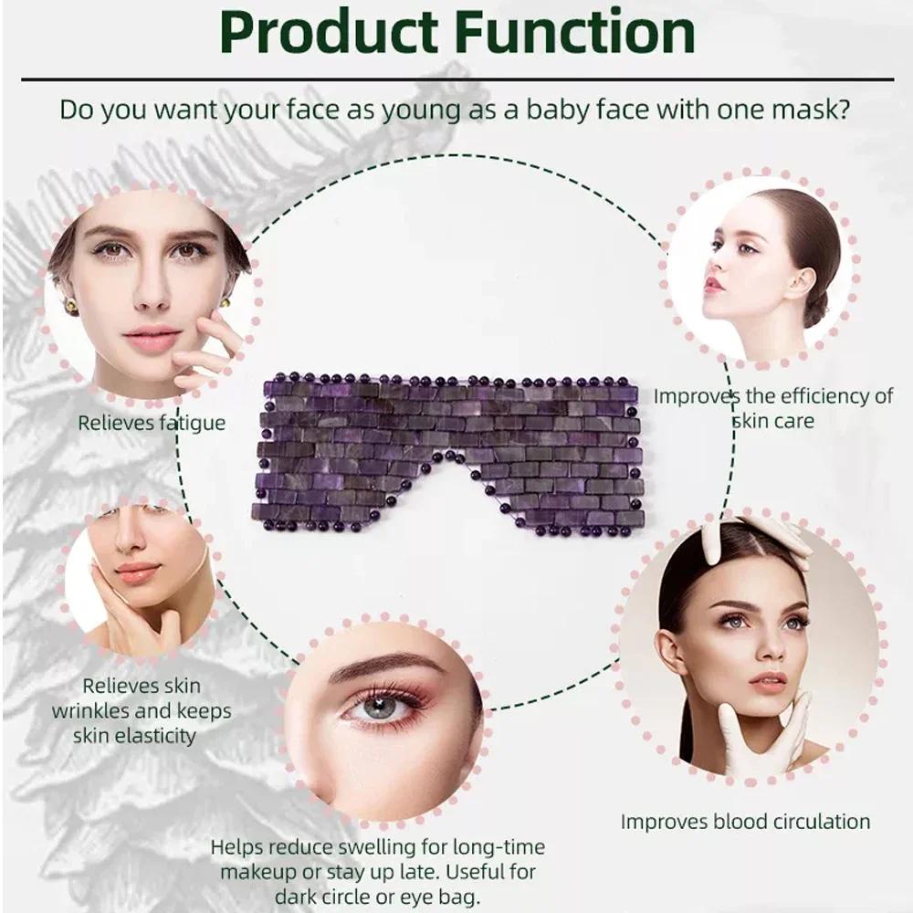 Naturalny Masażer do Masek na Oczy z Kwarcu Różowego Jadeit Relaks Sen Narzędzia do Masażu Pielęgnacja Kamień Chłodząca Maska do Spania na Twarz