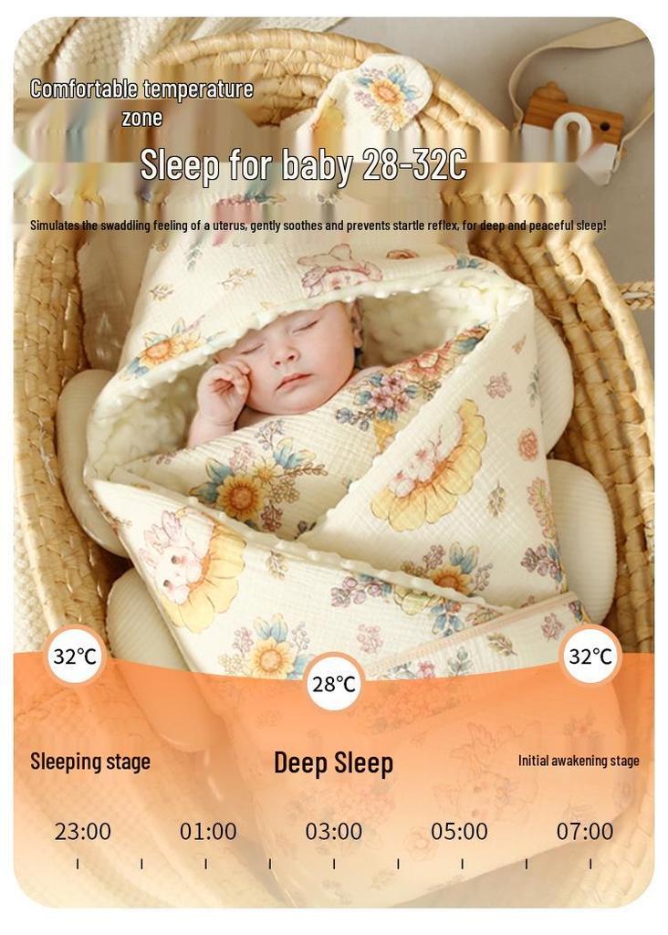 Premium Pure Cotton Newborn Swaddle: Thick Autumn/Winter Style with Plush Velvet for First Delivery Room Use